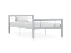 vidaXL Bettgestell Grau und Weiß Metall 100 x 200 cm618326