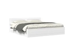 vidaXL Bettgestell mit Kopfteil ohne Matratze Weiß 200x200 cm 3295534* Betten