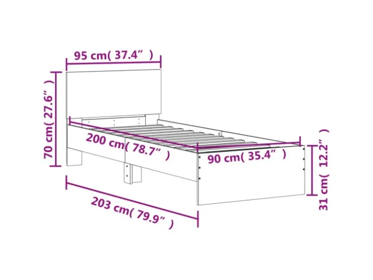 vidaXL Bettgestell mit Kopfteil 90x200 cm Holzwerkstoff 838624* Betten