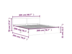 vidaXL Bettgestell mit Kopfteil Sonoma-Eiche 200x200 cm1944320