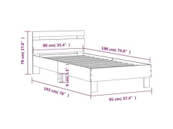 vidaXL Bettgestell mit Kopfteil und LED-Leuchten Sonoma-Eiche 90x190cm 838745
