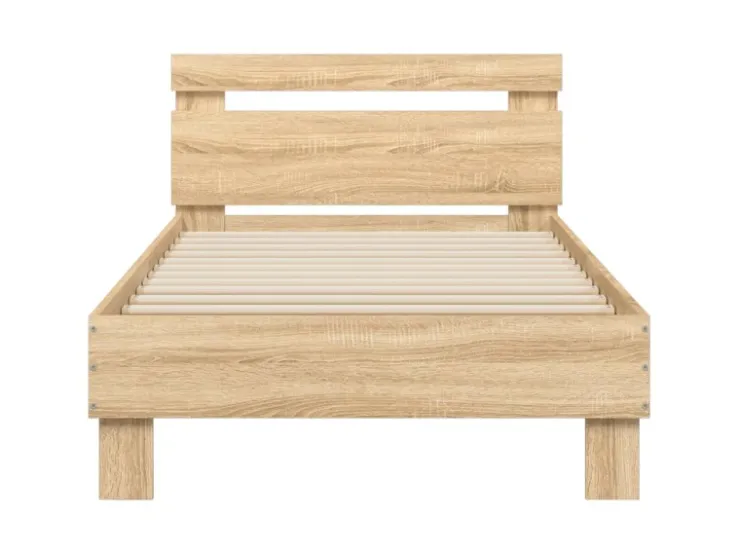 vidaXL Bettgestell mit Kopfteil und LED-Leuchten Sonoma-Eiche 90x190cm 838745