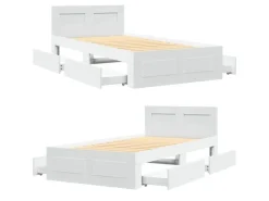 vidaXL Bettgestell mit Kopfteil ohne Matratze Weiß 100x200 cm 3295576