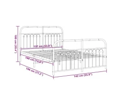 vidaXL Bettgestell mit Kopf- und Fußteil Metall 137x190 cm 376666