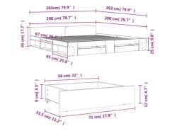vidaXL Bettgestell mit Schubladen 200x200 cm Holzwerkstoff 3280720* Betten