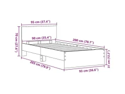vidaXL Bettrahmen mit Kopfteil Artisan-Eiche 90 x 200 cm Holzwerkstoff 871655