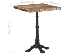 vidaXL BistRotisch 60x60x76 cm Altholz Massiv