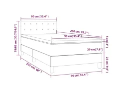 vidaXL Boxspringbett mit Matratze Dunkelgrau 90x200 cm Samt1348800