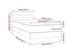 vidaXL Boxspringbett mit Matratze Dunkelgrau 90x200 cm Samt1389956