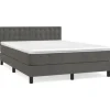 vidaXL Boxspringbett mit Matratze Dunkelgrau 140x200 cm Samt1399197* Betten