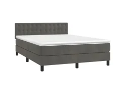 vidaXL Boxspringbett mit Matratze Dunkelgrau 140x200 cm Samt1399197* Betten