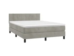 vidaXL Boxspringbett mit Matratze Hellgrau 140x200 cm Samt1389952