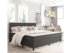 vidaXL Boxspring-Bettgestell Grau Stoff 200x200 cm621163* Betten