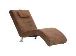 vidaXL Chaiselongue mit Kissen Braun Wildleder-Optik Modell 1* Kissen