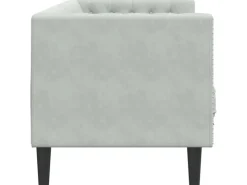 vidaXL Chesterfield-Sofa mit Nackenrollen 3-Sitzer Hellgrau Samt 2157821