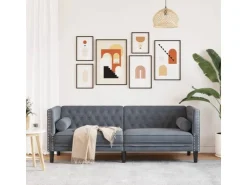 vidaXL Chesterfield-Sofa mit Nackenrollen 3-Sitzer Dunkelgrau Samt 2162728