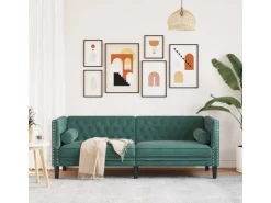 vidaXL Chesterfield-Sofa mit Nackenrollen 3-Sitzer Dunkelgrün Samt 2144774* Sofas