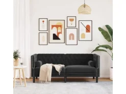 vidaXL Chesterfield-Sofa mit Nackenrollen 2-Sitzer Schwarz Samt 2144771