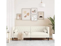 vidaXL Chesterfield-Sofa mit Nackenrollen 3-Sitzer Creme Samt 2157823