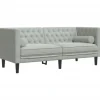 vidaXL Chesterfield-Sofa mit Nackenrollen 2-Sitzer Hellgrau Samt 2144770