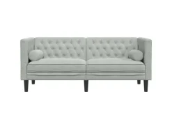 vidaXL Chesterfield-Sofa mit Nackenrollen 2-Sitzer Hellgrau Samt 2144770