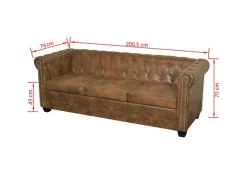 vidaXL Chesterfield-Sofa 3-Sitzer Kunstleder Braun* Sofas