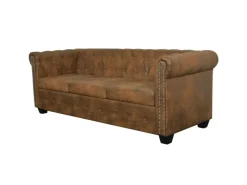 vidaXL Chesterfield-Sofa 3-Sitzer Kunstleder Braun* Sofas