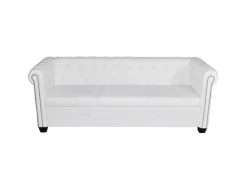 vidaXL Chesterfield-Sofa 3-Sitzer Kunstleder Weiß* Sofas