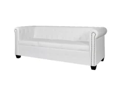vidaXL Chesterfield-Sofa 3-Sitzer Kunstleder Weiß* Sofas