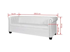 vidaXL Chesterfield-Sofa 3-Sitzer Kunstleder Weiß* Sofas