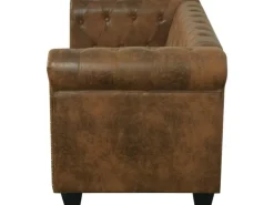 vidaXL Chesterfield-Sofa 2-Sitzer Kunstleder Braun
