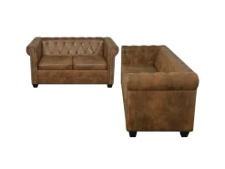 vidaXL Chesterfield-Sofas 2-Sitzer und 3-Sitzer Braun