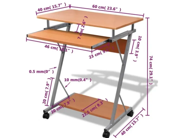 vidaXL Computertisch Computerwagen PC Tisch Bürotisch Laptop auf Rollen 20052