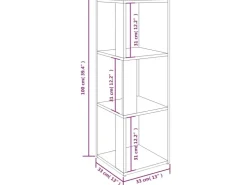 vidaXL Eckregal Betongrau 33x33x100 cm Holzwerkstoff