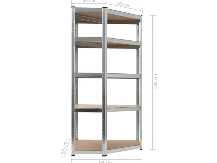 vidaXL Eckregal mit 5 Böden n Stahl & Holzwerkstoff 144264
