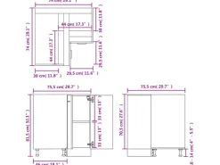 vidaXL Eckunterschrank Weiß 75,5x75,5x80,5 cm Holzwerkstoff