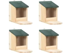 vidaXL Eichhörnchen Futterhäuser 4 Stk. Tannenholz* Kleintierbedarf