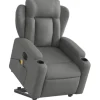 vidaXL Elektrischer Massagesessel mit Aufstehhilfe Dunkelgrau Stoff Modell 6* Sessel