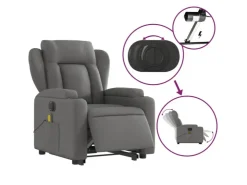 vidaXL Elektrischer Massagesessel mit Aufstehhilfe Dunkelgrau Stoff Modell 6* Sessel