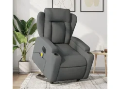 vidaXL Elektrischer Massagesessel mit Aufstehhilfe Dunkelgrau Stoff Modell 6* Sessel