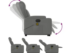 vidaXL Elektrischer Massagesessel mit Aufstehhilfe Dunkelgrau Stoff Modell 6* Sessel