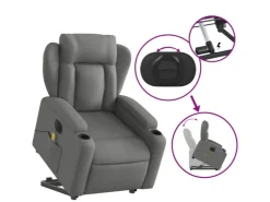 vidaXL Elektrischer Massagesessel mit Aufstehhilfe Dunkelgrau Stoff Modell 6* Sessel