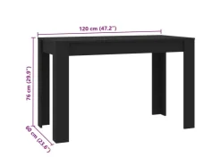 vidaXL Esstisch Schwarz Holzwerkstoff 120x60x76 cm