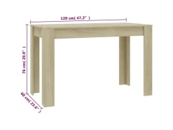 vidaXL Esstisch Sonoma-Eiche 120x60x76 cm Holzwerkstoff