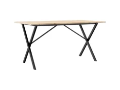 vidaXL Esstisch X-Gestell 140x80x75 cm Massivholz Kiefer und Gusseisen