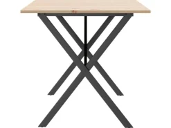 vidaXL Esstisch X-Gestell 140x80x75 cm Massivholz Kiefer und Gusseisen