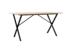 vidaXL Esstisch X-Gestell 140x80x75 cm Massivholz Kiefer und Gusseisen