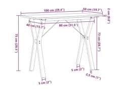 vidaXL Esstisch Y-Gestell 100x50x75 cm Massivholz Kiefer und Gusseisen