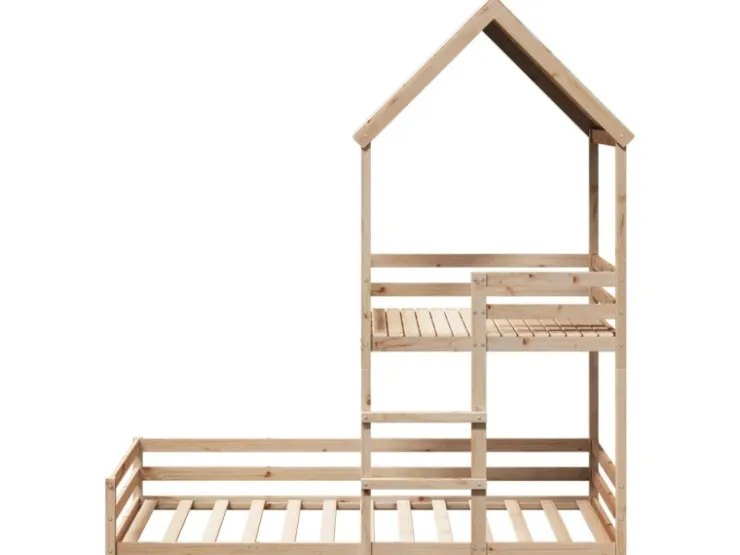 vidaXL Etagenbett mit Dach 80x200 cm Massivholz Kiefer2012220* Betten|Leitern