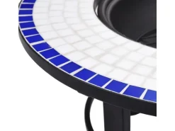 vidaXl Feuerstelle Mosaik Keramik Blau und Weiß 68 cm